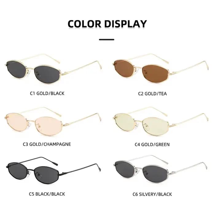 Lunettes de soleil anti-UV hexagonales ovales en métal, petites montures personnalisées européennes et américaines, élégantes et tendance pour hommes et femmes