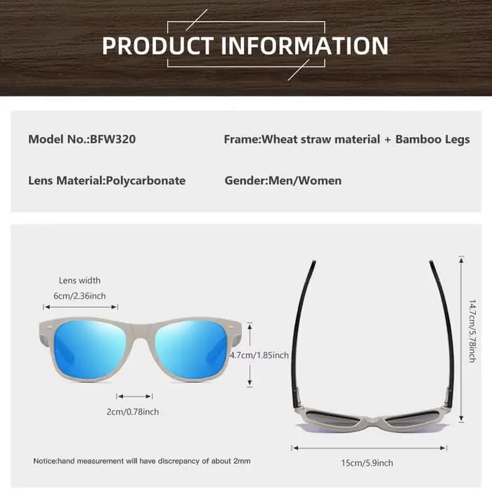 Lunettes de soleil en bambou pour hommes et femmes