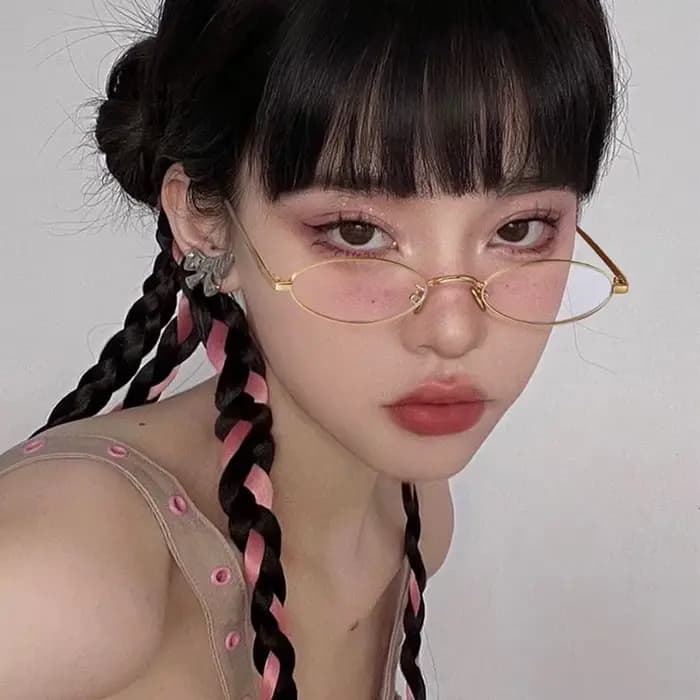 Y2K petites lunettes ovales en métal femmes filles Vintage