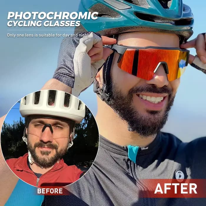 KAPVOE photochromique vélo nuit équitation lunettes UV400 vtt