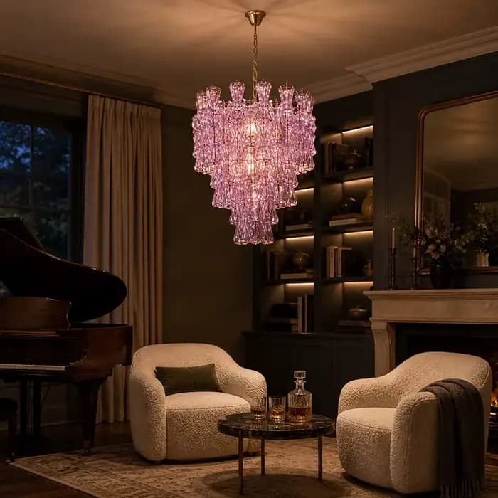 Lustre en verre vintage de luxe pour salon, villa, hall d'entrée, luminaire suspendu en verre Murano coloré en forme de sablier, décoration intérieure