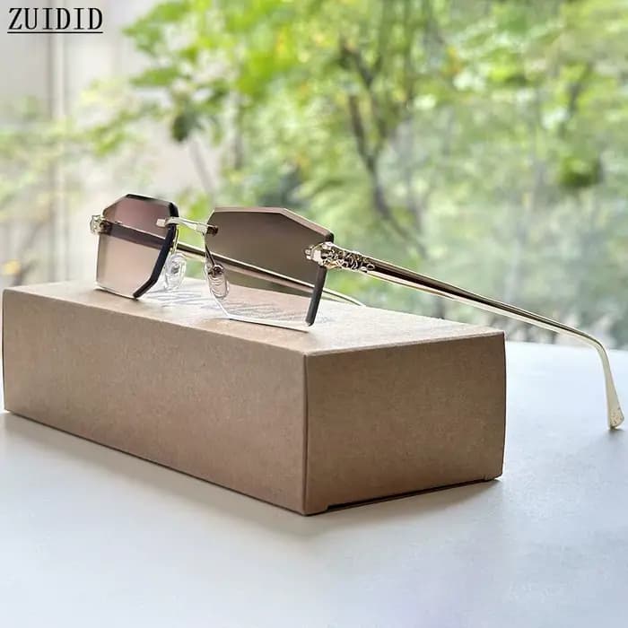 2026 Lunettes De Soleil sans monture Femmes Vintage Luxe