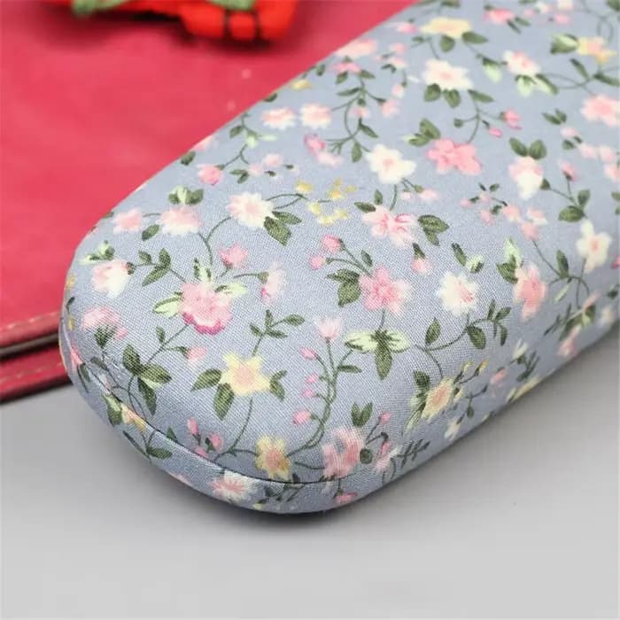 EOENKK – étui à lunettes de soleil rétro à fleurs, boîte à lunettes de lecture en tissu imprimé, protection rigide pour lunettes, étui de rangement pour lunettes optiques pour femmes