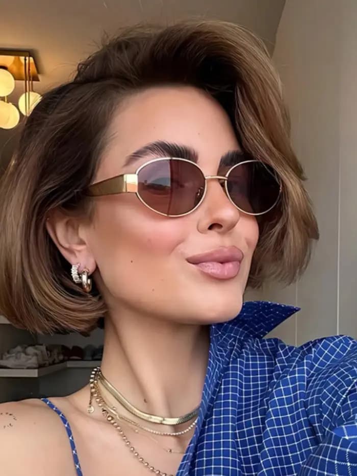 Ensemble de lunettes à monture métallique ovale à la mode