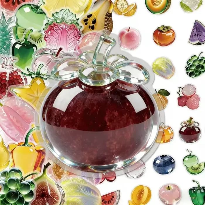 Pack d'autocollants en verre cristal, autocollants décoratifs colorés, motifs de fruits variés, finition brillante, 53 images
