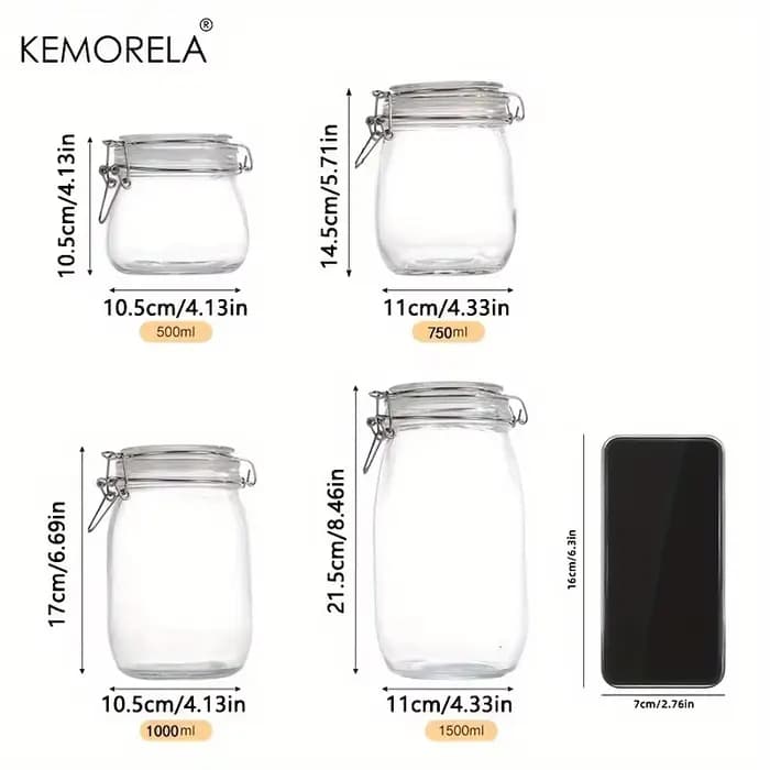 Pot de rangement en verre Borosilicate avec couvercle de verrouillage hermétique, sans BPA, lavable au lave-vaisselle, idéal pour les grains de café, les Fruits et les noix, 1 pièce