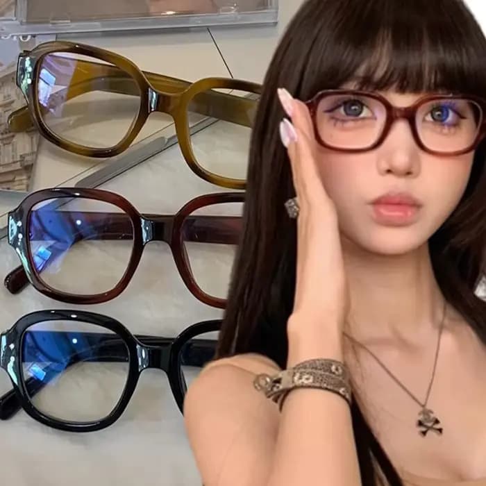 Lunettes carrées ovales rétro Y2K pour femmes, lunettes en verre à monture rouge et verte, lunettes décoratives pour ordinateur, lunettes anti-bleu avec conduite en bord de mer