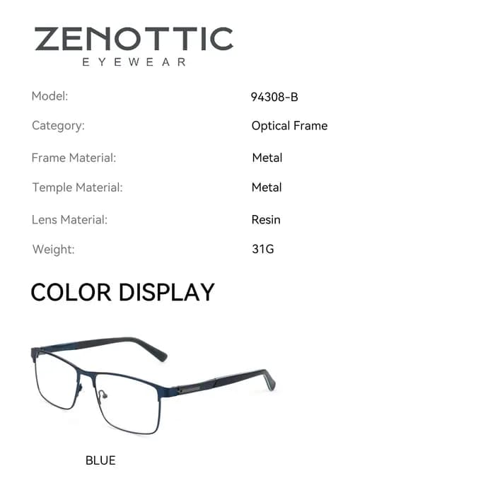 ZENOTTIC XL taille tendance métal lunettes de Prescription pour hommes Double pont carré photochromique multifocal