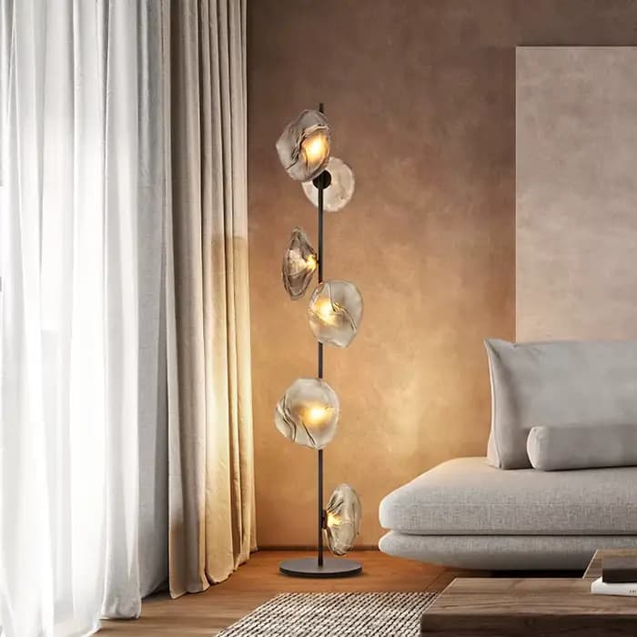 Lampadaire d'angle LED en verre moderne, lampe sur pied minimaliste, salon, hôtel, décoration d'intérieur, chambre nordique, chevet