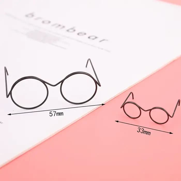 Lunettes de poupée mignonnes noires, monture ronde, sans verres, rétro, cool, accessoires pour poupées, environ 3.3cm/5.7cm, 2 pièces