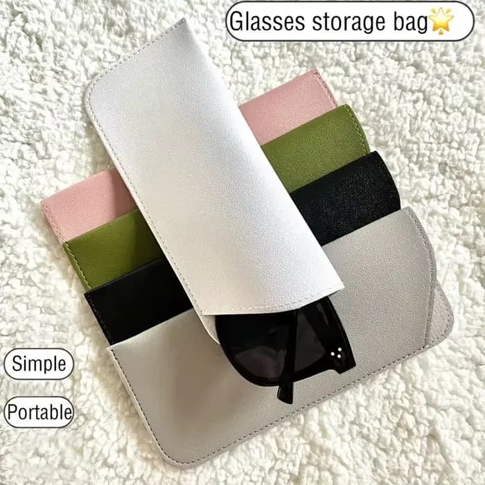 1pc sac à lunettes souple mode PU cuir