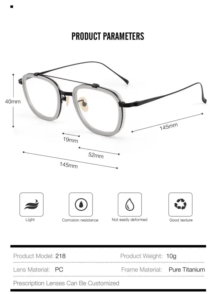 Monture de lunettes en titane pour hommes et femmes