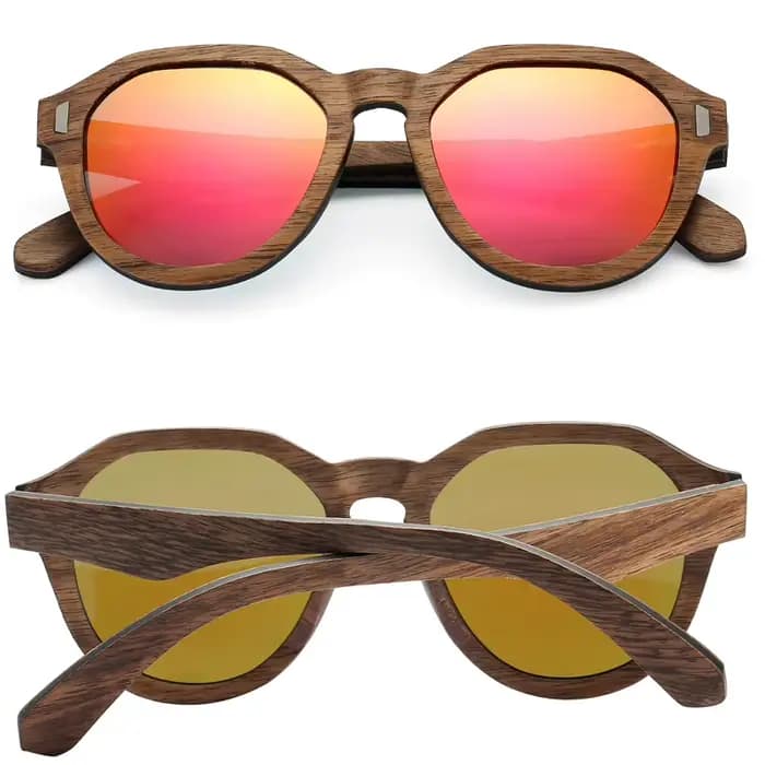 Lunettes de soleil polarisées UV400 en noyer noir avec intercouche