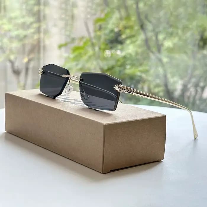 2026 Lunettes De Soleil sans monture Femmes Vintage Luxe