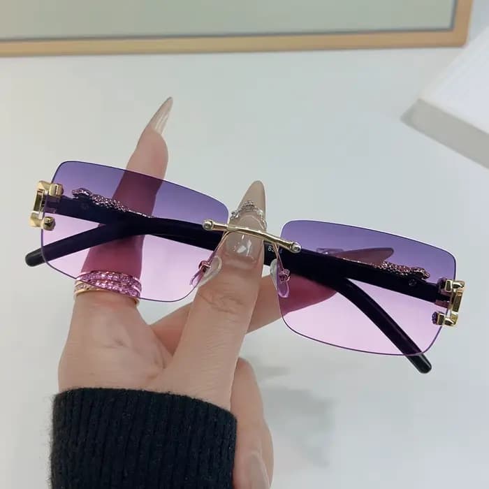 Lunettes de soleil rectangulaires personnalisées sans cadre pour femmes et hommes