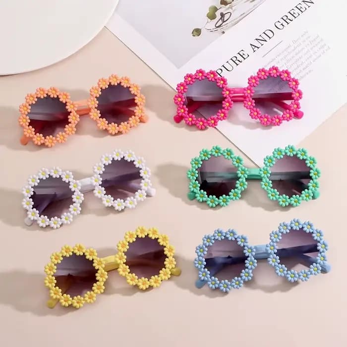 AndrFlower-Lunettes de soleil à monture ronde pour adultes et enfants