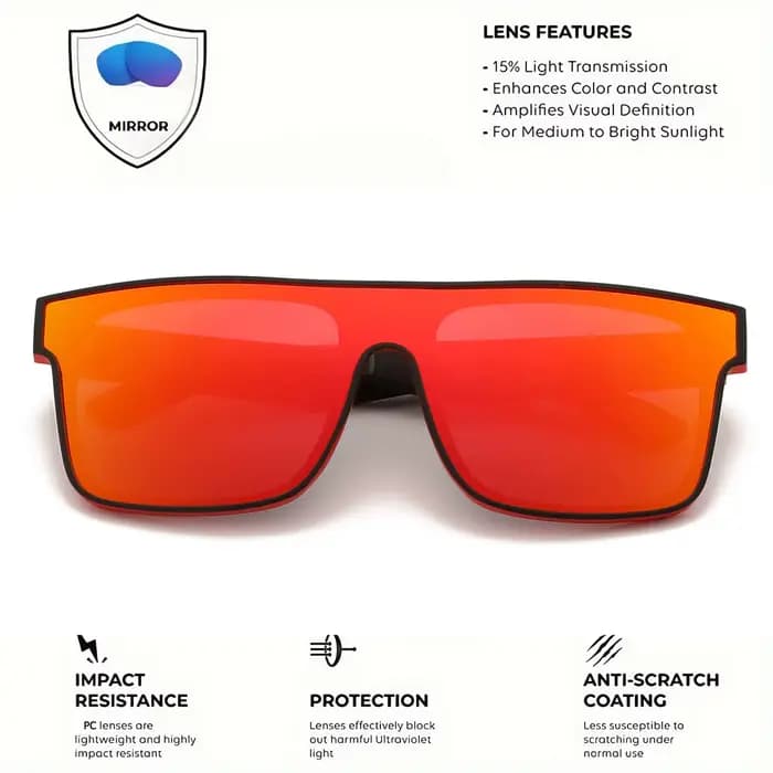 Lunettes de soleil de sport colorées classiques 2 pièces-lentille monobloc