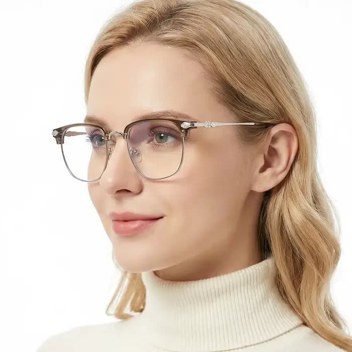 Mode Browline Anti-lumière bleue lunettes hommes femmes classique demi-monture