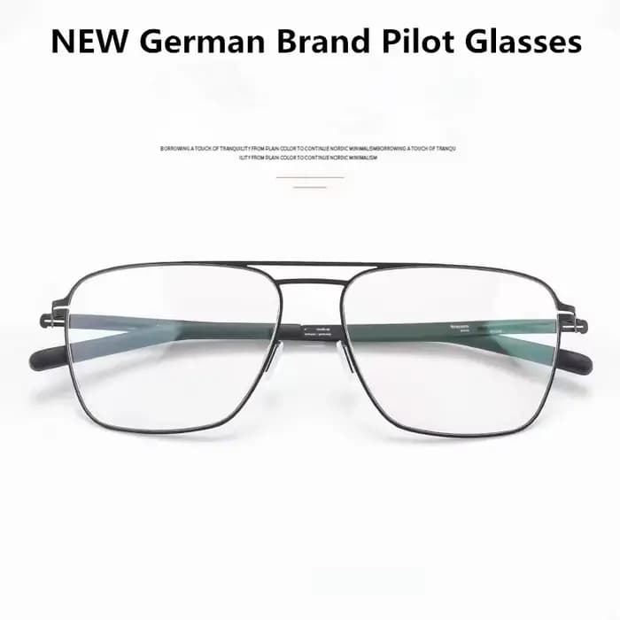 Lunettes optiques de pilote à double faisceau faites à la main pour hommes et femmes, cadre de lunettes de marque Berlin, acier inoxydable fin, contrevenants