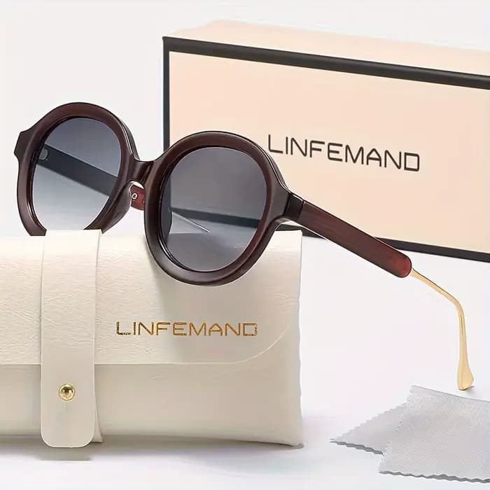 LINFEMAND classique rétro circulaire dégradé lentille mode lunettes de soleil UV400 femmes été fête vacances cadeau