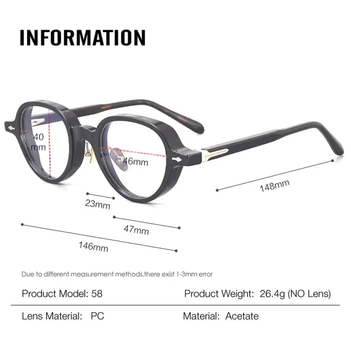 Lunettes optiques en acétate épais de haute qualité