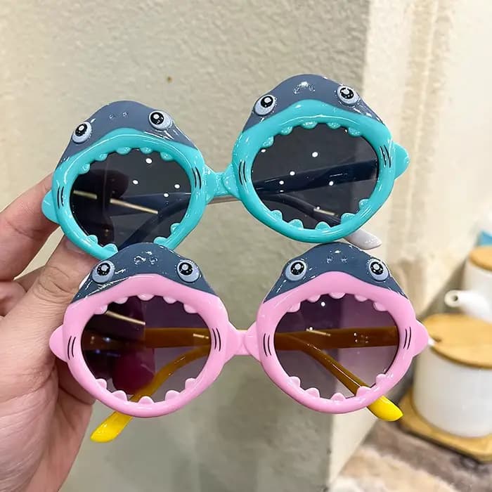 Lunettes de protection solaire pour enfants, matériau de lentille à la mode, lunettes photo en PC, lunettes en forme de requin, confortables à porter