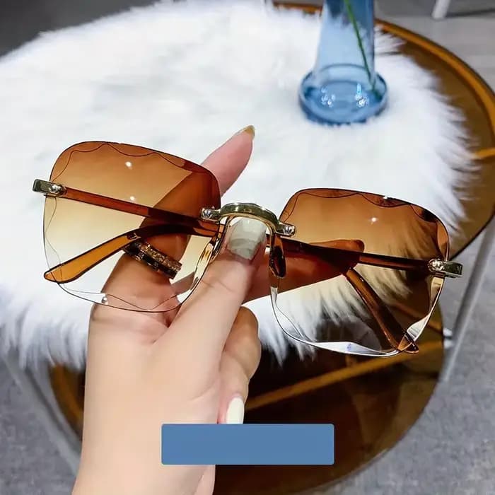 Lunettes de soleil carrées sans monture pour hommes et femmes, lunettes de soleil rouges, créateur de marque de luxe, été, mode, UV400, nuances Oculos