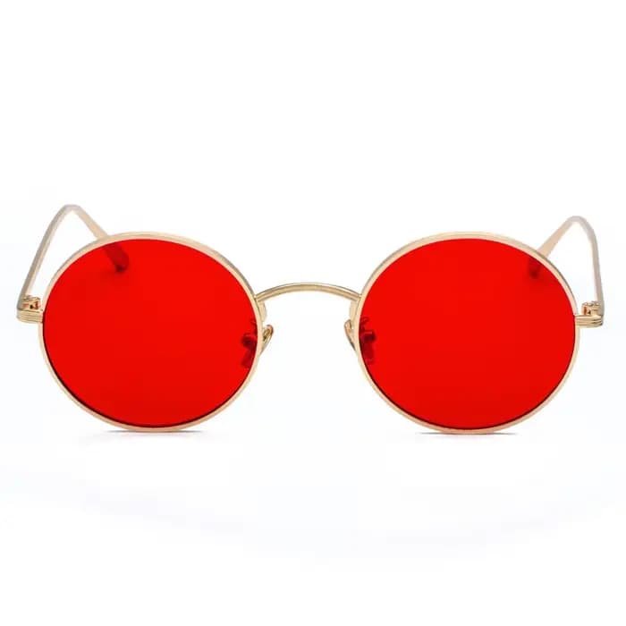 Lunettes de soleil rondes en métal doré pour hommes et femmes