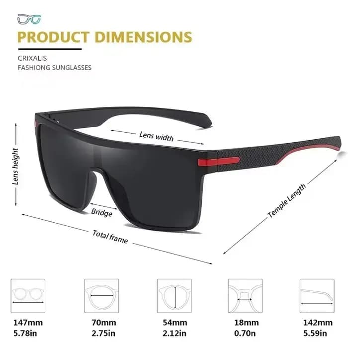 CRIXALIS mode lunettes de soleil polarisées pour hommes carré surdimensionné Anti-éblouissement pilote miroir