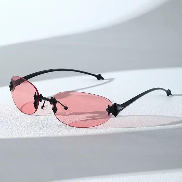 Lunettes de soleil Y2K uniques en alliage rose miroir pour femme