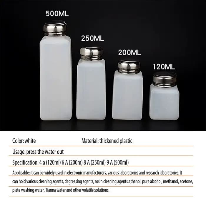 Bouteille de flux anti-volatilisation, liquide, type presse, fendue, 100 ml, 200 ml, 250 ml, 500ml