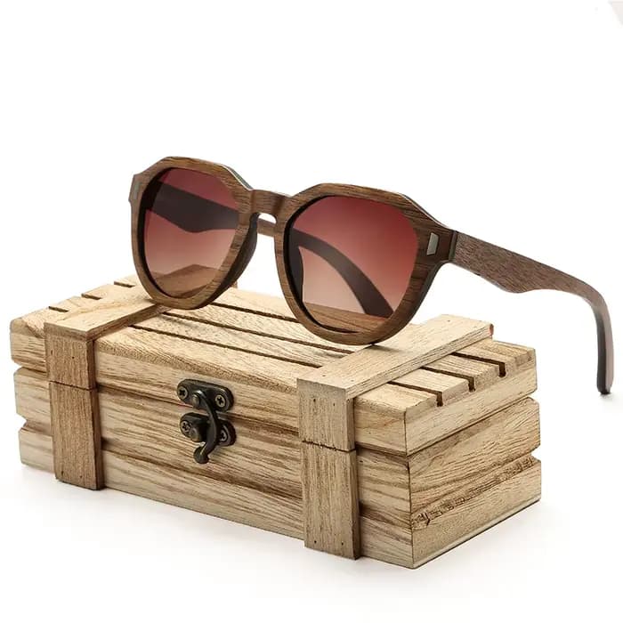 Lunettes de soleil polarisées UV400 en noyer noir avec intercouche