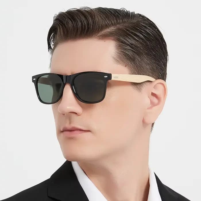 Lunettes de soleil carrées Vintage en bois de bambou pour hommes et femmes