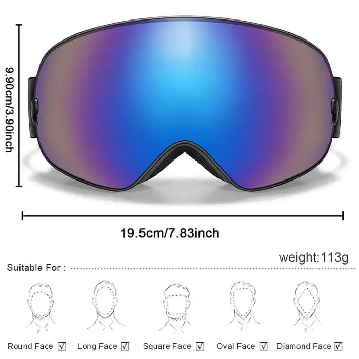 Lunettes de ski antibuée pour hommes et femmes