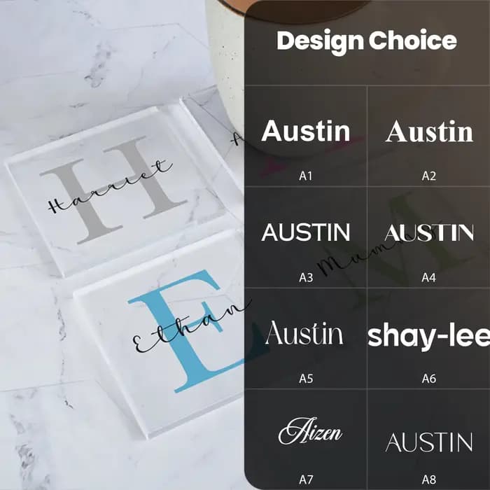 1 pièces gratuit personnalisé carré Transparent dessous de verre nom dessous de verre pour cadeau d'anniversaire ami sous-verres maison cadeaux de fête de mariage