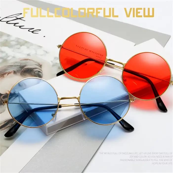 Lunettes de soleil rondes en métal pour soirée disco, style mode