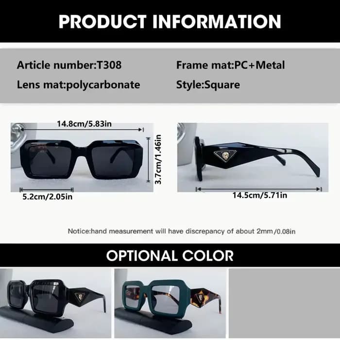 Lunettes de soleil carrées classiques Punk pour hommes et femmes