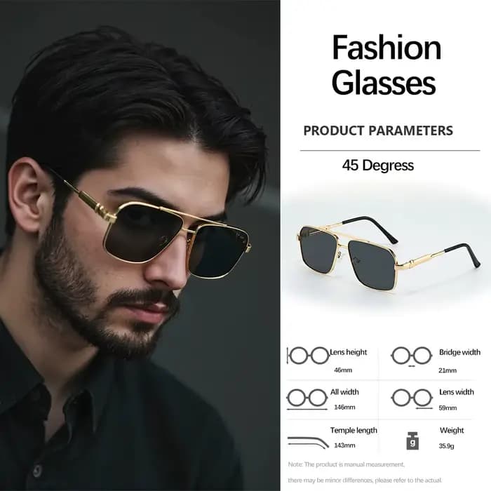 Lunettes de soleil modernes à Double faisceau en métal pour hommes