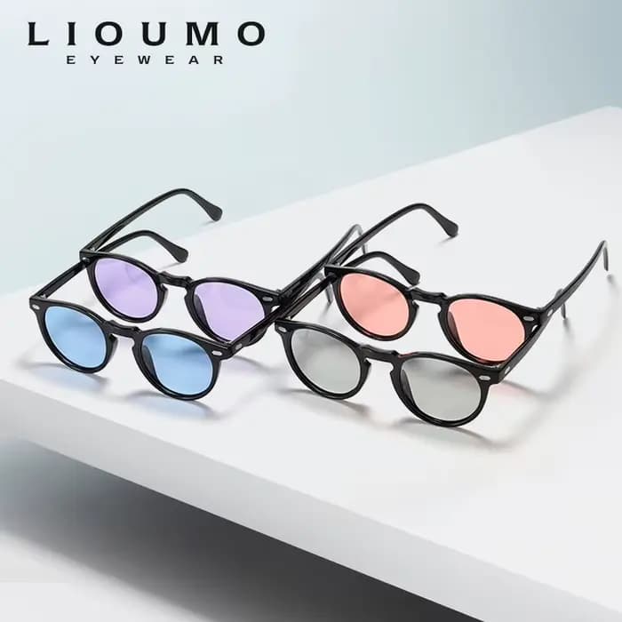 LIOUMO – lunettes de soleil polarisées photochromiques à monture ronde pour hommes et femmes