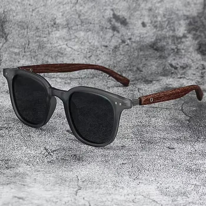 Lunettes de soleil polarisées classiques à monture en bois vintage pour hommes