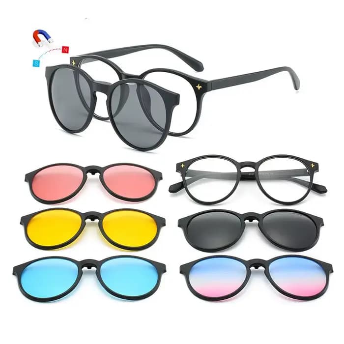Lunettes de Soleil Magnétiques à réinitialisation et Monture Optique 6 en 1