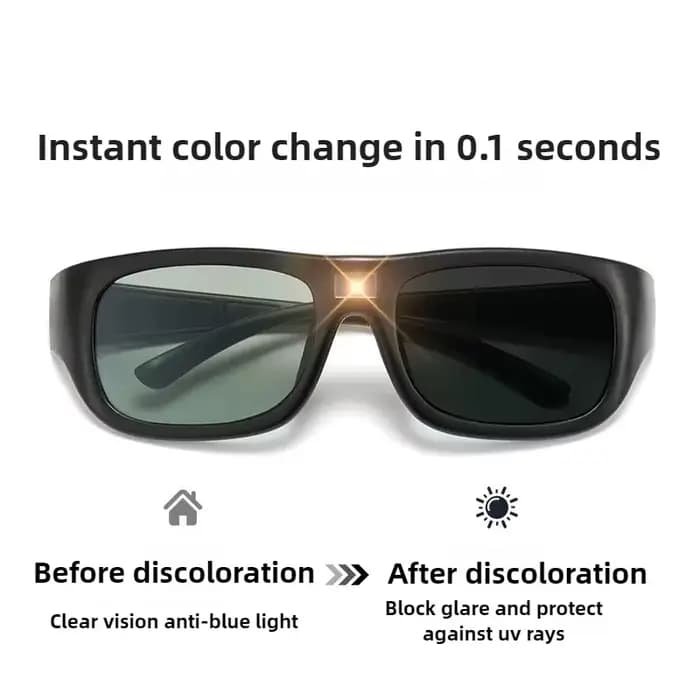Sports Riding 0.1s lunettes de soleil photochromiques intelligentes pour hommes TR90 changement de couleur lentille