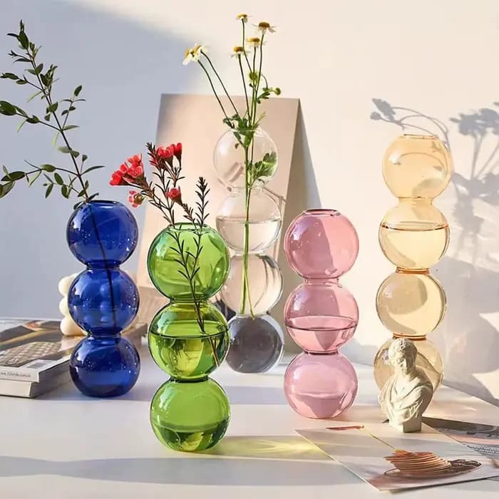 Vase en verre romantique, décoration de Table, Pot de fleur hydroponique moderne et créatif, Vase de fleur sphérique Simple et amusant, noël