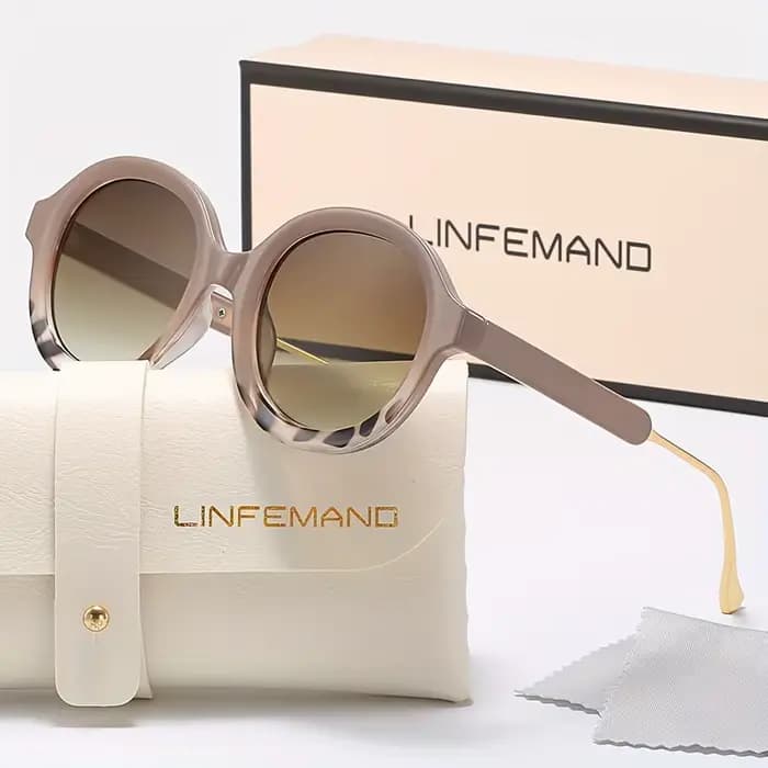 LINFEMAND classique rétro circulaire dégradé lentille mode lunettes de soleil UV400 femmes été fête vacances cadeau