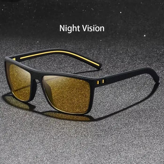 Lunettes de vision nocturne carrées jaunes vintage tendance