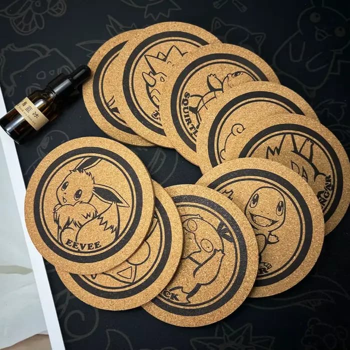 Dessous de verre Pokémon, version Q périphérique, dessin animé, créativité mignonne, dessous de verre exquis, pratique, dessous de verre en liège