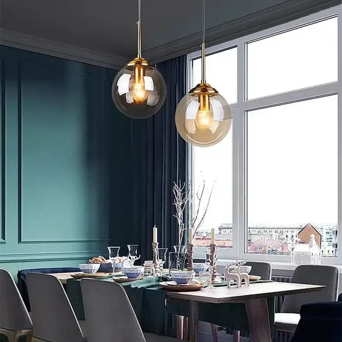 Lampe suspendue en verre LED nordique moderne de luxe, lustre créatif en métal pour salon, salle à manger, chevet, petite lampe suspendue simple