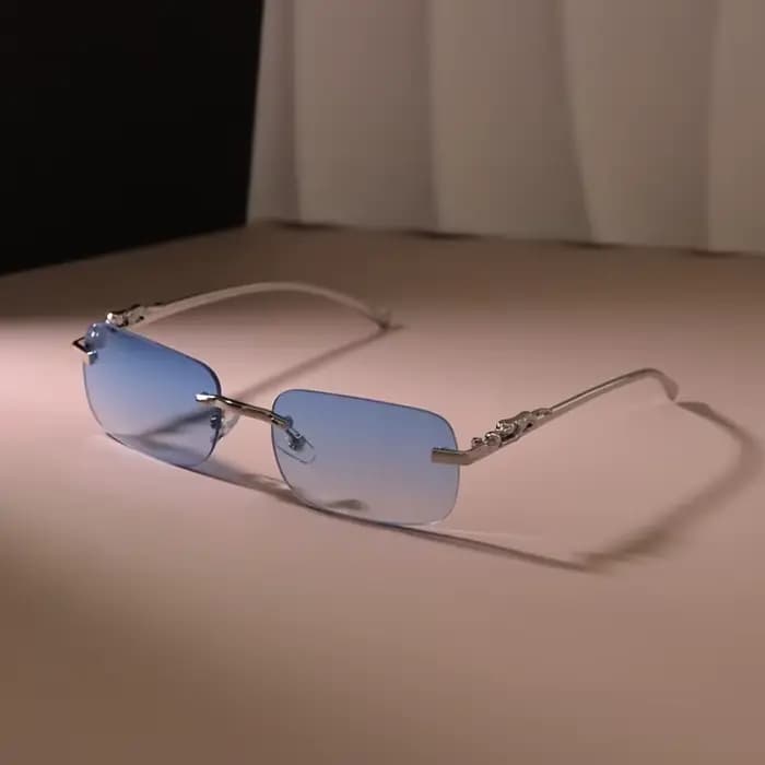 Lunettes de mode rétro sans monture pour hommes et femmes – Lentille miroir PC de style simple