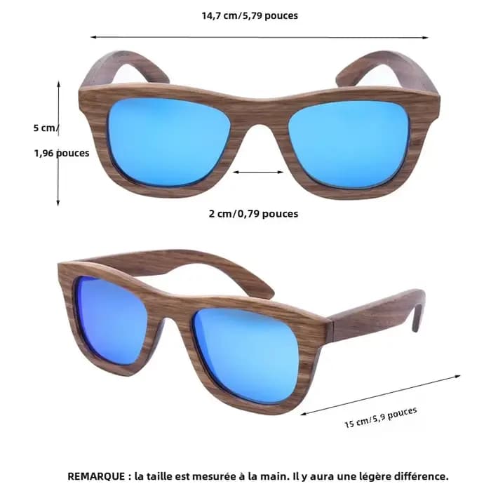 Lunettes de soleil en bois avec étui pour hommes et femmes