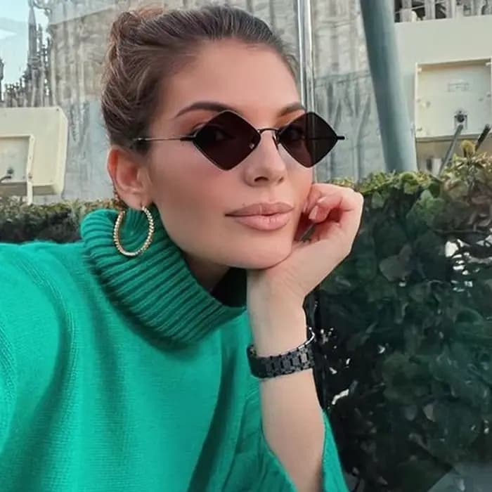 Petites lunettes de soleil en forme de diamant pour homme et femme